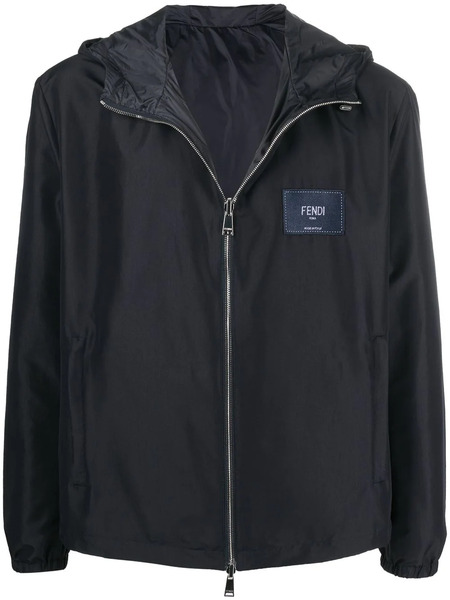  Fendi Reversible Logo-patch Hooded Jacket - Blue 