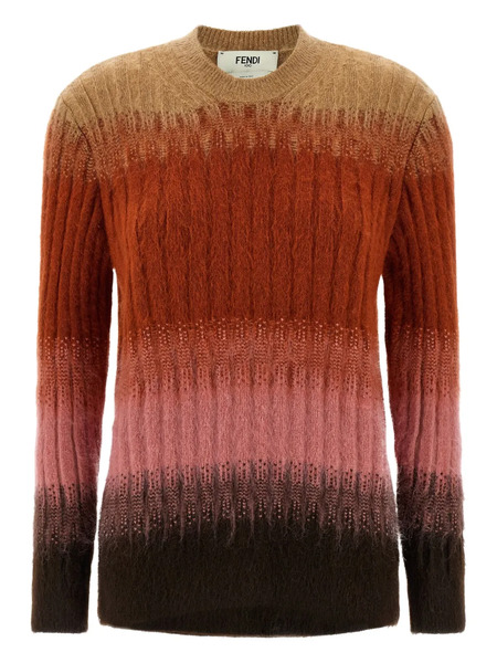  Fendi Ribbed Logo-embroidered Knit Sweater - Brown 