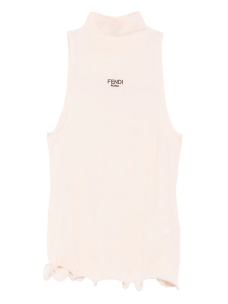  Fendi Ribbed Mock-neck Top - Pink 