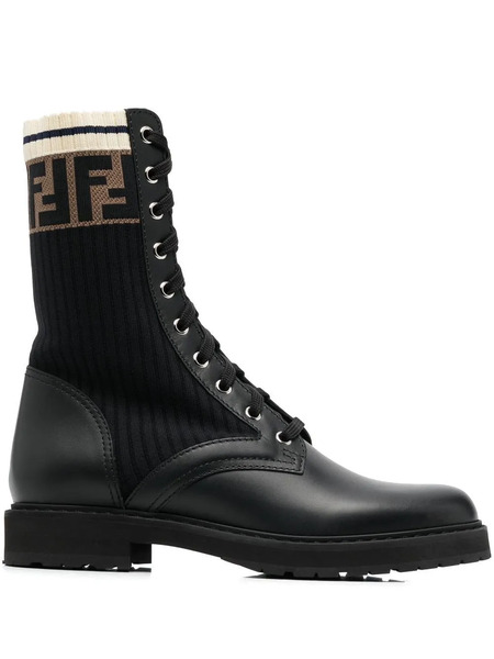  Fendi Rockoko Combat Boots - Black 