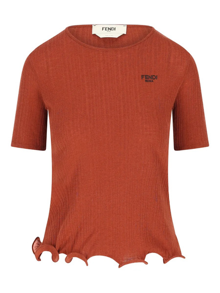  Fendi Ruffled T-shirt - Orange 
