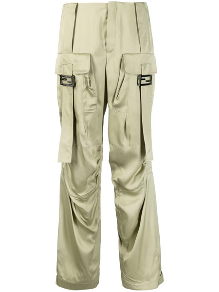  Fendi Satin-finish Cargo Trousers - Green 
