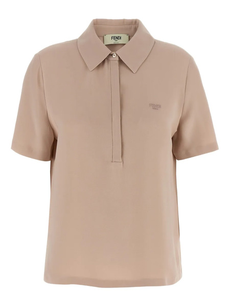  Fendi Silk Polo Shirt - Pink 