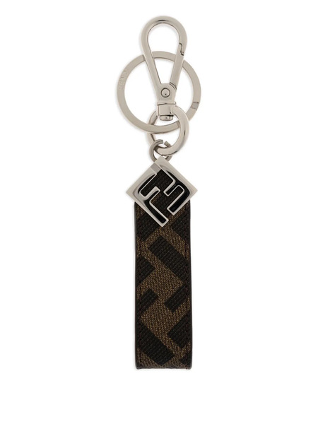  Fendi Square Logo Plaque Keyring - Brown 
