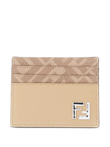  Fendi Squared Logo-plaque Leather Cardholder - Neutrals 