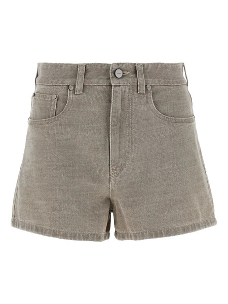  Fendi Stamp 1925 Logo-embroidered Denim Shorts - Neutrals 