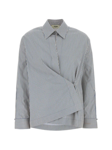  Fendi Striped Poplin Shirt - Blue 