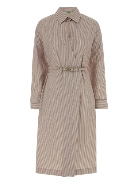  Fendi Striped Shirt Midi Dress - Neutrals 