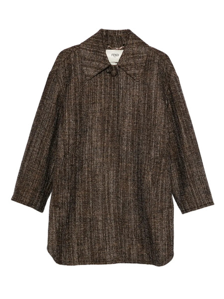  Fendi Tweed Collared Coat - Brown 