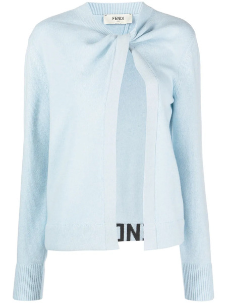  Fendi Twist-detail Open-front Cardigan - Pink 