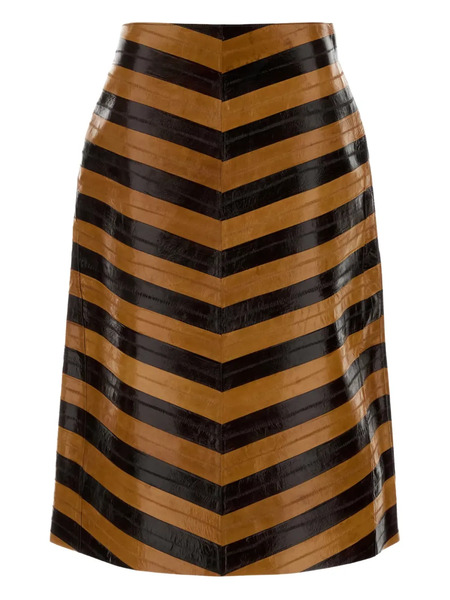  Fendi Two-tone Leather Skirt - Brown 