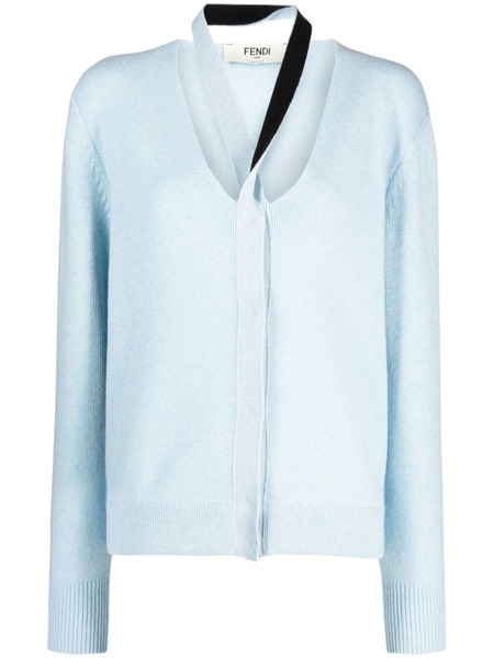  Fendi V-neck Knitted Cardigan - Blue 