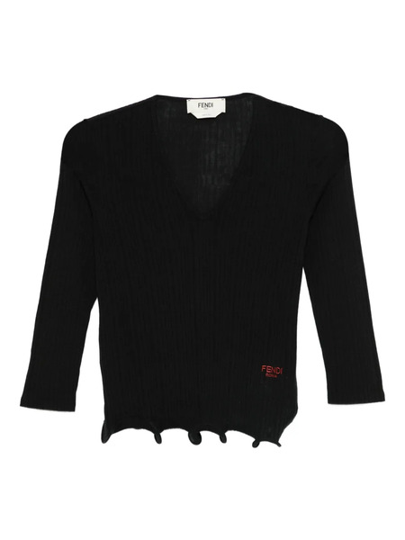  Fendi V-neck Top - Black 