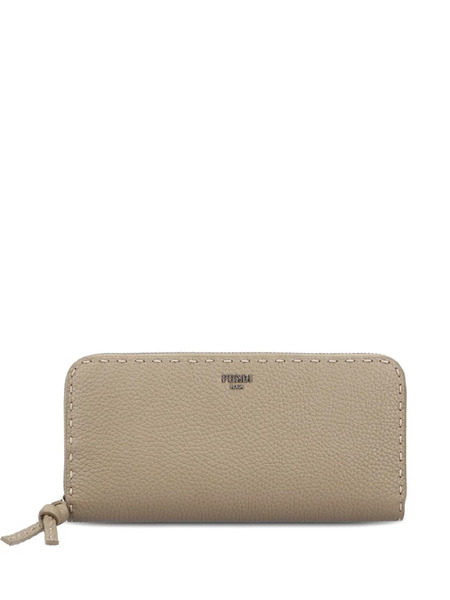  Fendi Zip-around Leather Wallet - Neutrals 