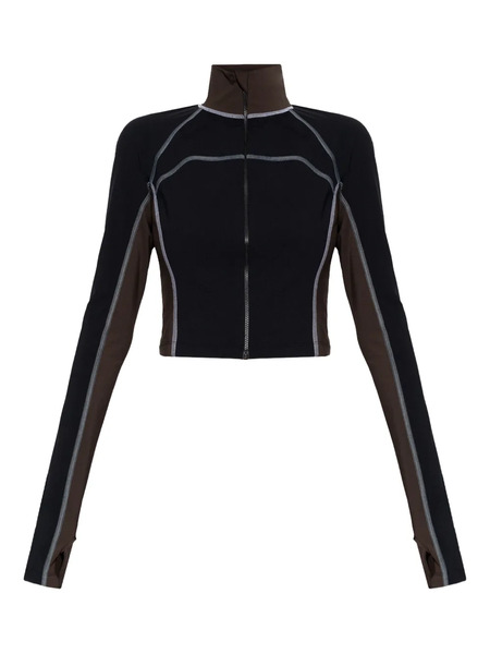  Fendi Zip-up Contrast Sweater - Black 