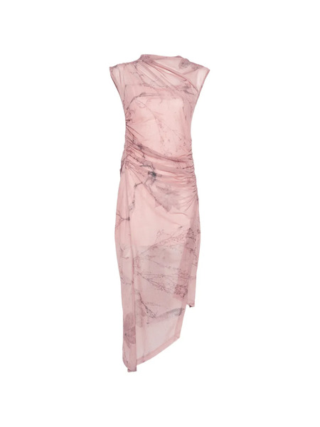  Feng Chen Wang Asymmetric-hem Ruched Midi Dress - Pink 