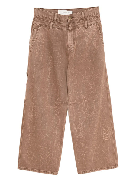  Feng Chen Wang Crack-print Jeans - Brown 