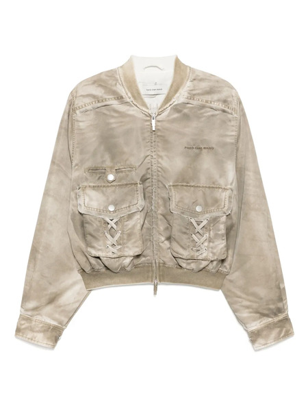  Feng Chen Wang Logo-embroidered Bomber Jacket - Neutrals 