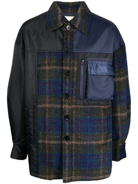  Feng Chen Wang Panelled Plaid Button-up Jacket - Blue 