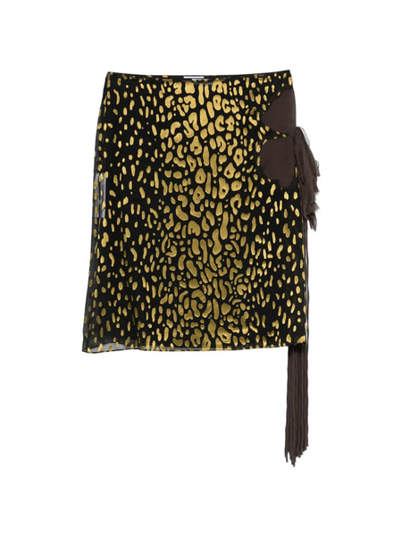  Ferragamo Animal-print Midi Skirt - Black 