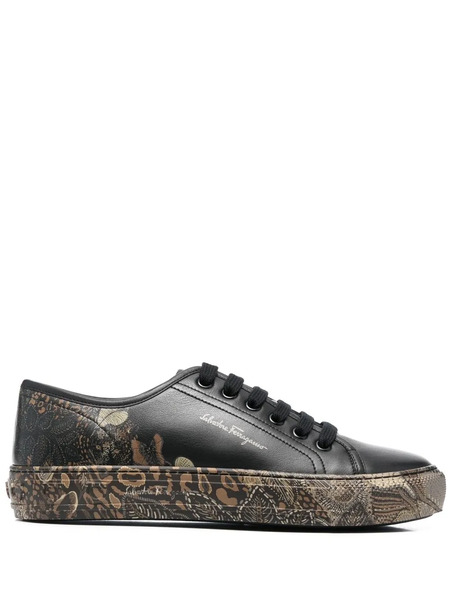 Ferragamo Borg Cubic Lace-up Sneakers - Black 