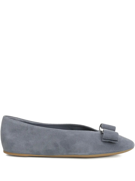 Ferragamo Bow-embellished Suede Ballet Flats - Blue 