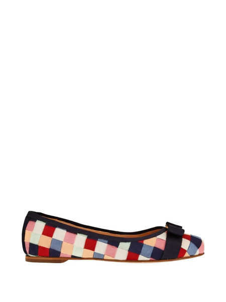  Ferragamo Bow Woven Ballet Flats - Blue 