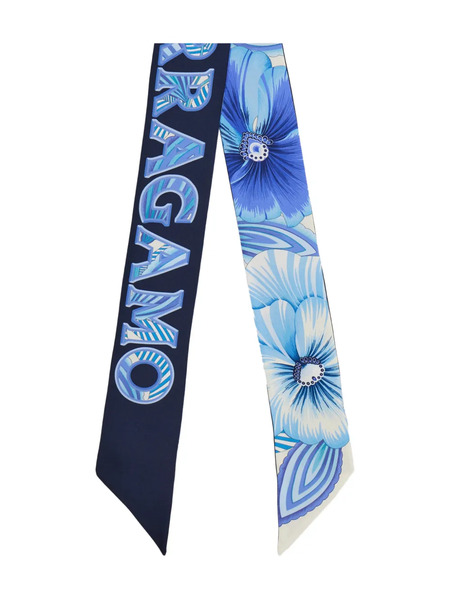  Ferragamo Brezza-print Silk Scarf - Blue 