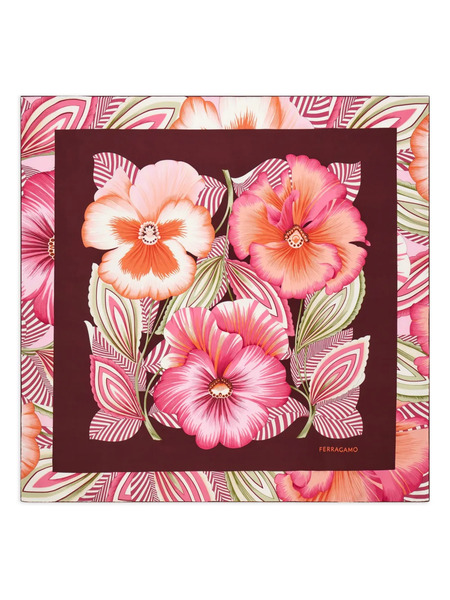  Ferragamo Brezza-print Silk Scarf - Pink 