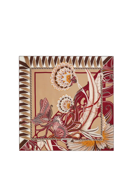  Ferragamo Butterfly-print Silk Scarf - Neutrals 