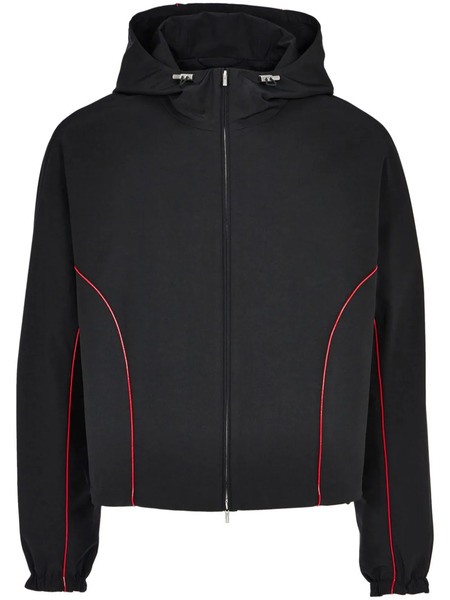  Ferragamo Contrast-piping Drawstring Lightweight Jacket - Black 