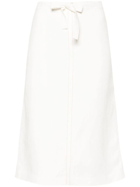  Ferragamo Contrast-stitching Drawstring Midi Skirt - White 