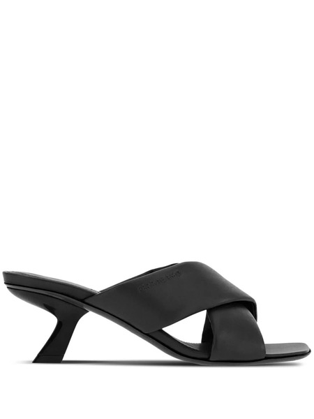  Ferragamo Crossover-strap Lambskin Mules - Black 