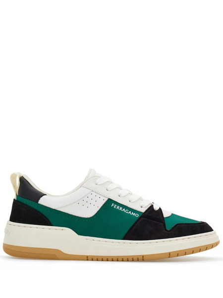  Ferragamo Dennis Panelled Sneakers - Green 