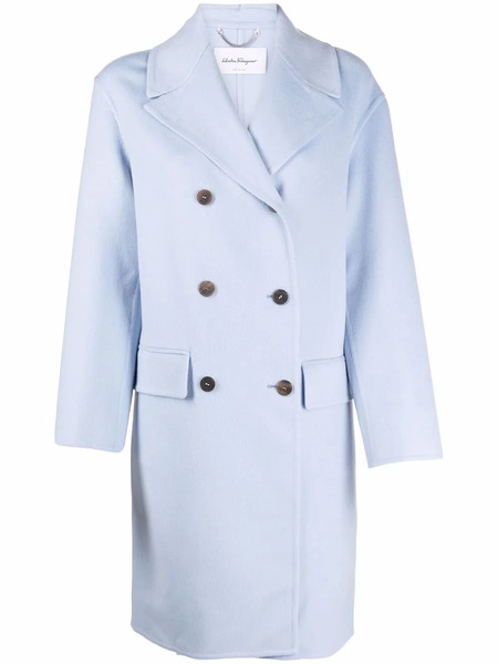  Ferragamo Double-breasted Button Coat - Blue 