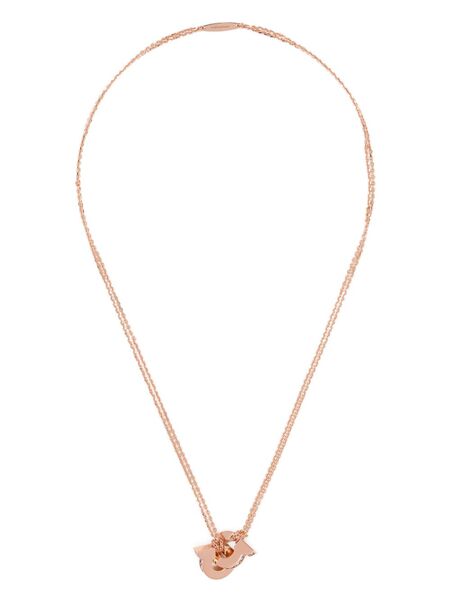 Ferragamo Double Gancini Pendant Necklace - Brown 