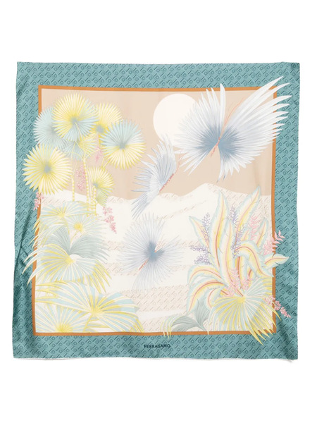  Ferragamo Dure Print Silk Scarf - Neutrals 