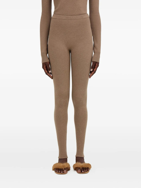  Ferragamo Elasticated-waistband Virgin-wool Leggings - Neutrals 