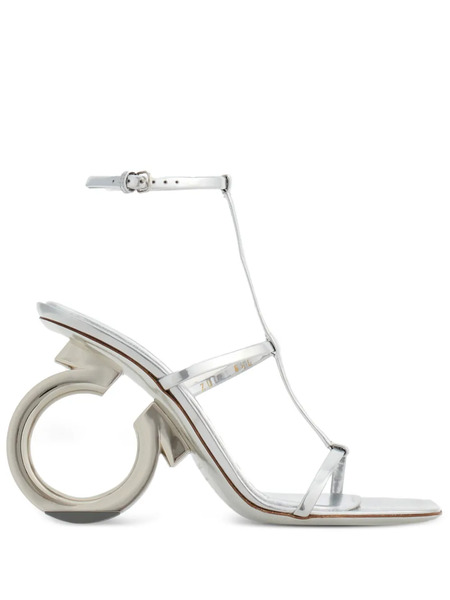  Ferragamo Elina 105mm Metallic-finish Sandals - Silver 