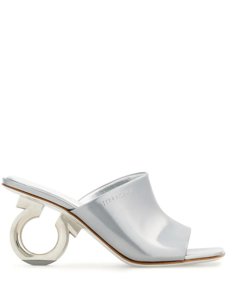  Ferragamo Elina 70mm Patent Leather Sandals - Silver 
