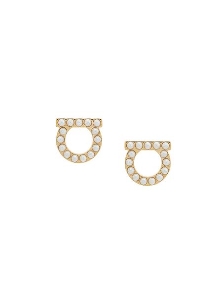  Ferragamo Embellished Gancio Earrings - Metallic 