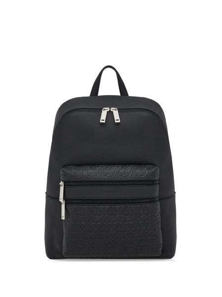  Ferragamo Embossed-logo Leather Backpack - Black 