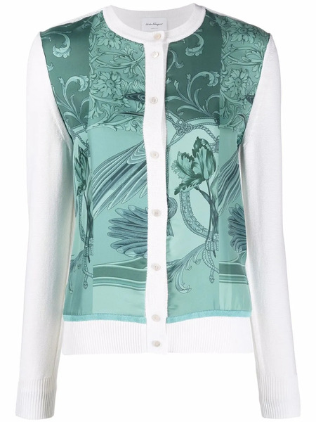  Ferragamo Floral-print Buttoned Cardigan - White 