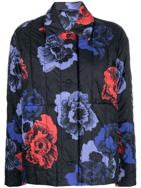  Ferragamo Floral-print Jacket - Black 