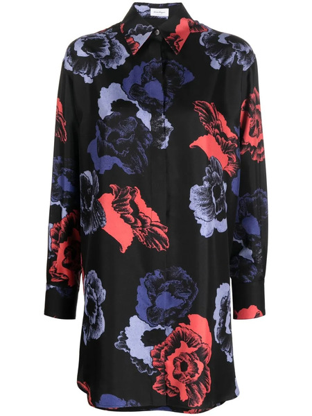 Ferragamo Floral-print Long-sleeve Shirt - Black 