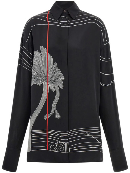  Ferragamo Floral-print Shirt - Black 