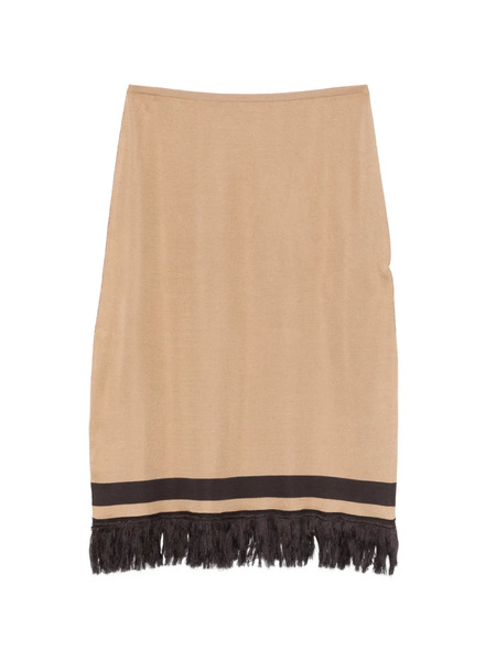  Ferragamo Fringe Hem Midi Skirt - Neutrals 