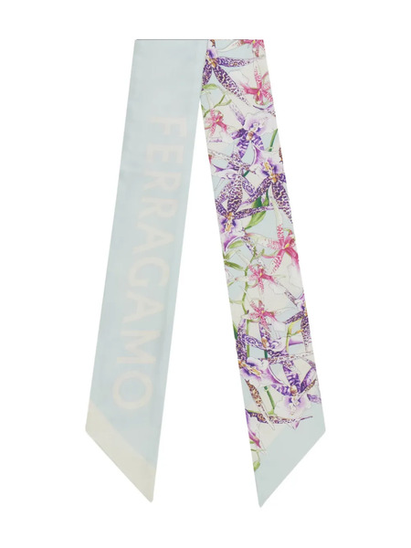  Ferragamo Gaia-print Silk Scarf - Blue 