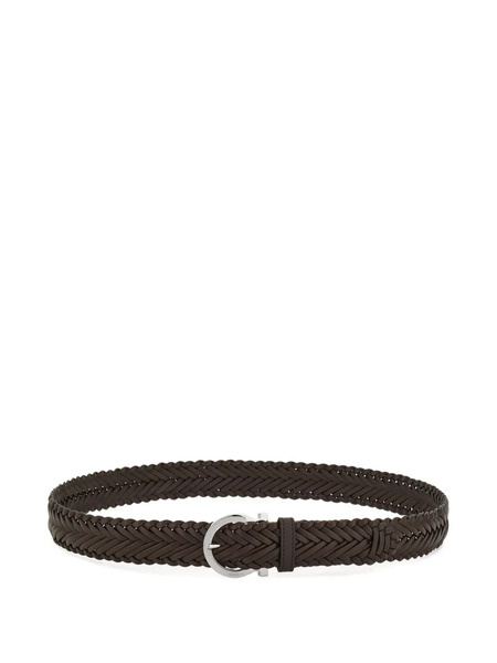  Ferragamo Gancini Buckle Belt - Brown 