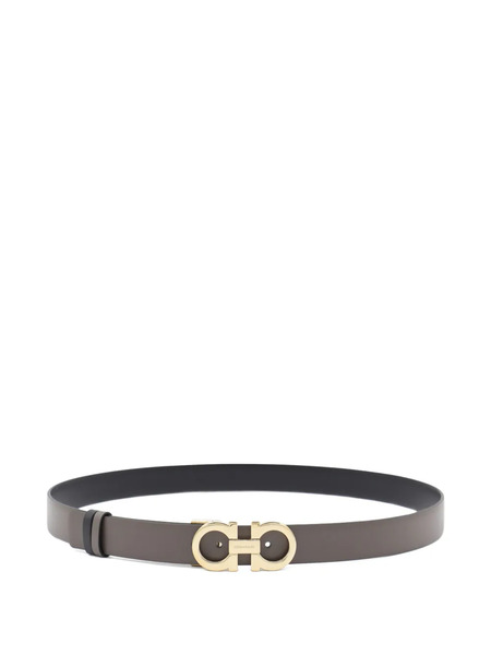  Ferragamo Gancini Buckle Leather Belt - Concrete/nero 